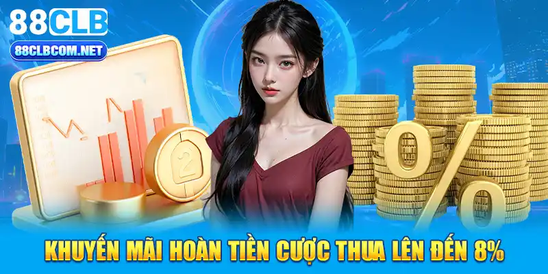 Khuyến mãi hoàn tiền cược thua lên đến 8%